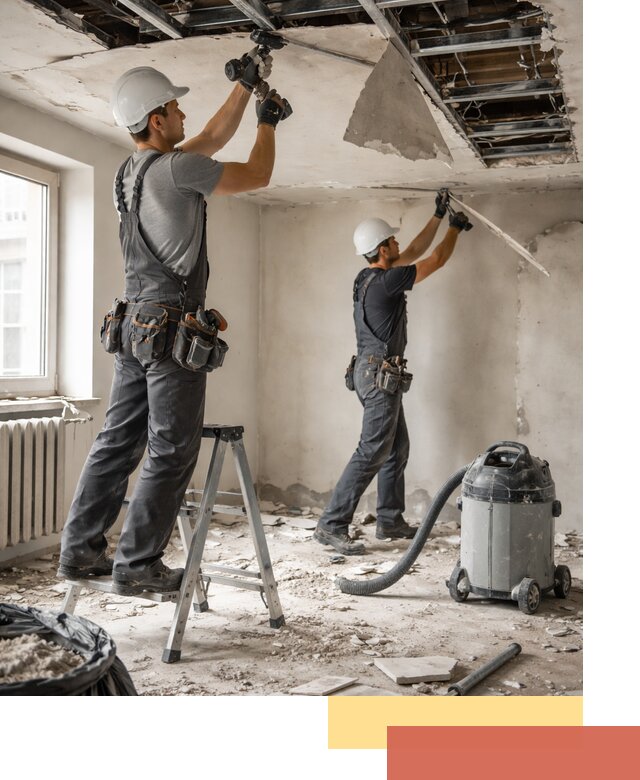 Демонтаж гипсокартонного потолка в Азнакаево быстро и аккуратно