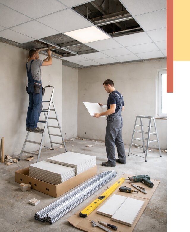 Монтаж потолка армстронг в Азнакаево от 4618 руб/м2 — быстрая установка под ключ | ОТДЕЛОЧНИК-Знк