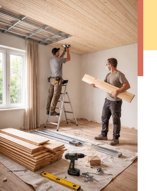 Монтаж потолка из вагонки в Азнакаево от 6670 руб. | Быстро и недорого — ОТДЕЛОЧНИК-Знк