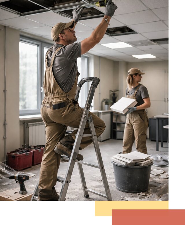 Ремонт потолка Армстронг и замена плит в Азнакаево