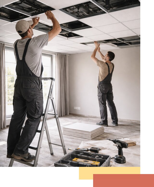 Замена плит подвесного потолка в Азнакаево быстро и качественно