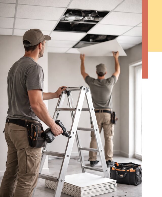 Обслуживание подвесного потолка в Азнакаево от 3592 руб. — быстро и недорого | ОТДЕЛОЧНИК-Знк