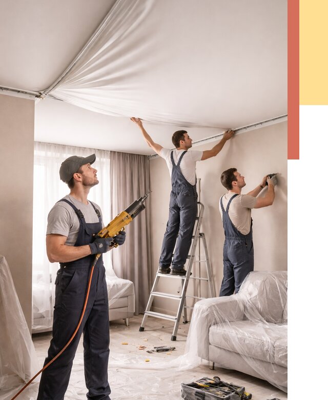 Установка натяжного потолка в Азнакаево от 4618 руб. | Быстро и недорого — ОТДЕЛОЧНИК-Знк