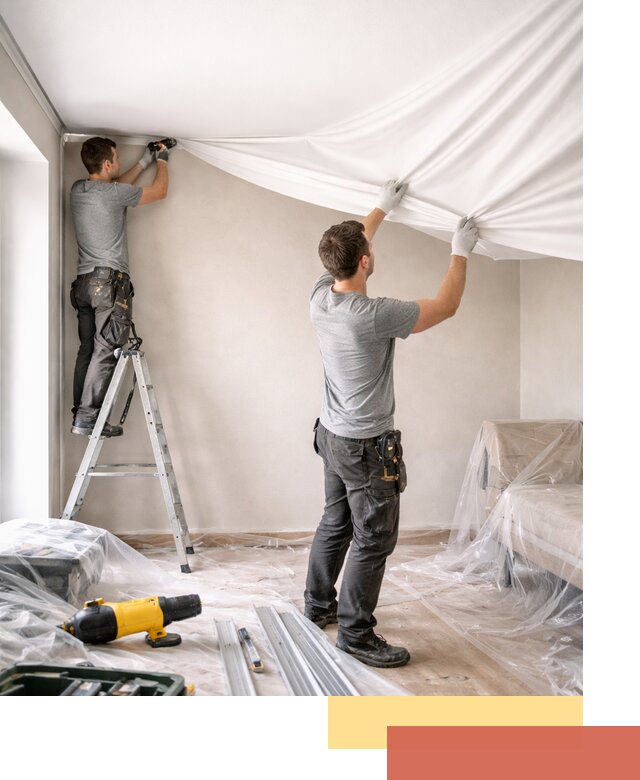 Монтаж тканевого натяжного потолка в Азнакаево недорого и быстро