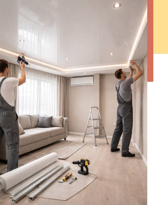 Монтаж глянцевого натяжного потолка в Азнакаево от 770 руб. под ключ | ОТДЕЛОЧНИК-Знк