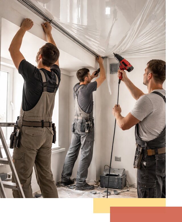 Монтаж глянцевого натяжного потолка в Азнакаево быстро и качественно