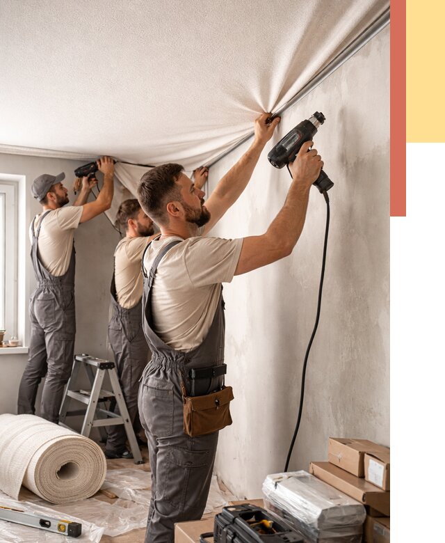 Монтаж фактурного натяжного потолка в Азнакаево от 770 руб. — ОТДЕЛОЧНИК-Знк