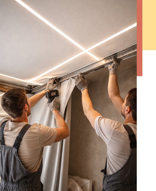 Монтаж натяжного потолка со световыми линиями в Азнакаево от 1231 руб. | ОТДЕЛОЧНИК-Знк