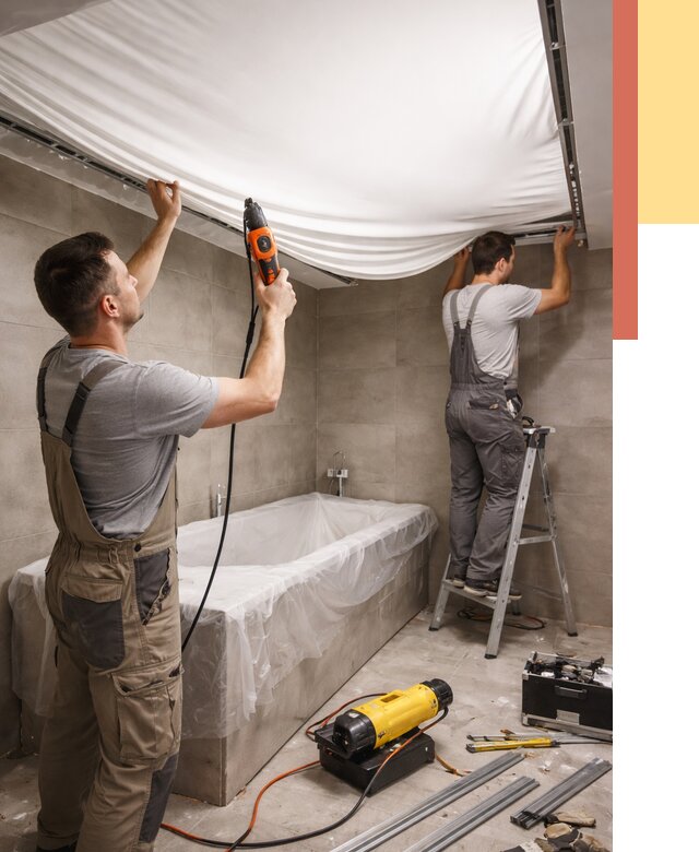 Монтаж натяжного потолка в ванной в Азнакаево от 1231 руб. под ключ | ОТДЕЛОЧНИК-Знк