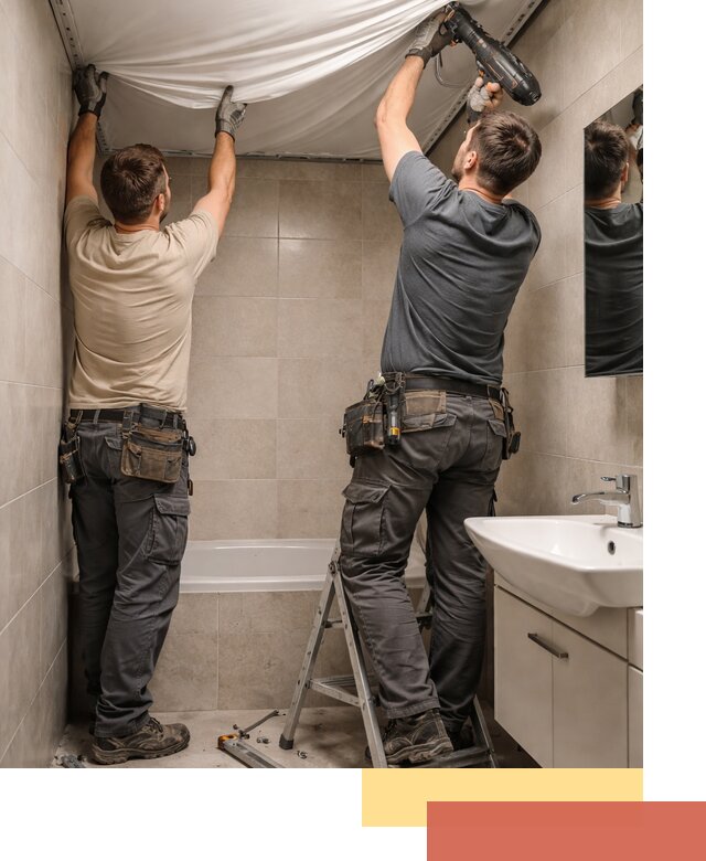 Монтаж натяжного потолка в ванной в Азнакаево быстро и качественно