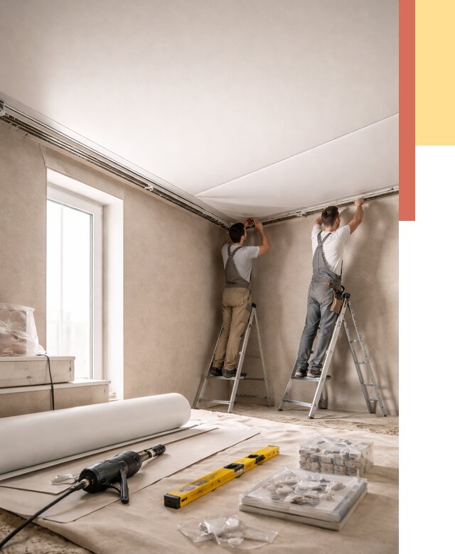 Монтаж натяжного потолка в спальне в Азнакаево от 3900 руб. под ключ | ОТДЕЛОЧНИК-Знк