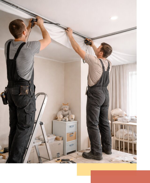 Монтаж натяжного потолка в детской комнате в Азнакаево