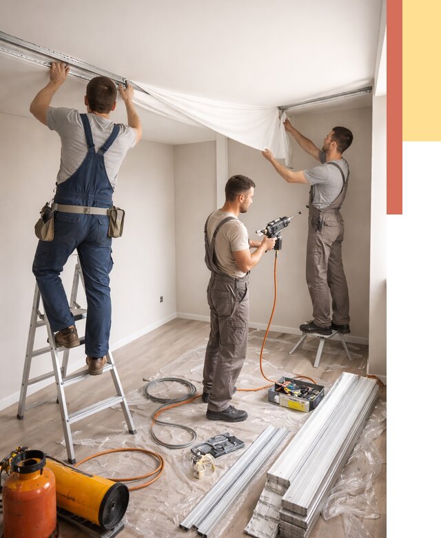 Монтаж натяжного потолка в студии в Азнакаево от 5644 руб. — быстро и недорого | ОТДЕЛОЧНИК-Знк