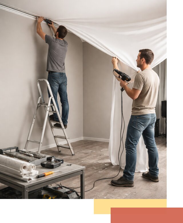 Монтаж натяжного потолка в студии в Азнакаево