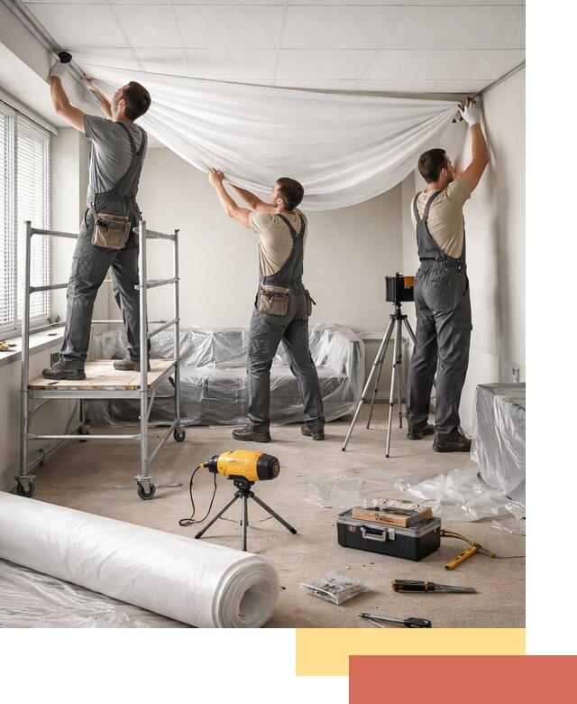 Монтаж натяжного потолка в офисе в Азнакаево