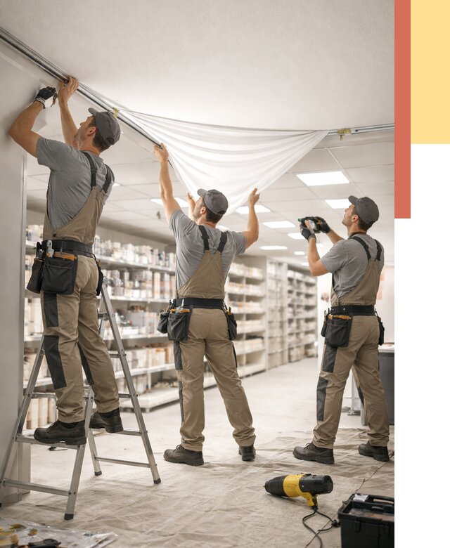 Монтаж натяжного потолка в магазине в Азнакаево от 4618 руб. быстро и недорого | ОТДЕЛОЧНИК-Знк