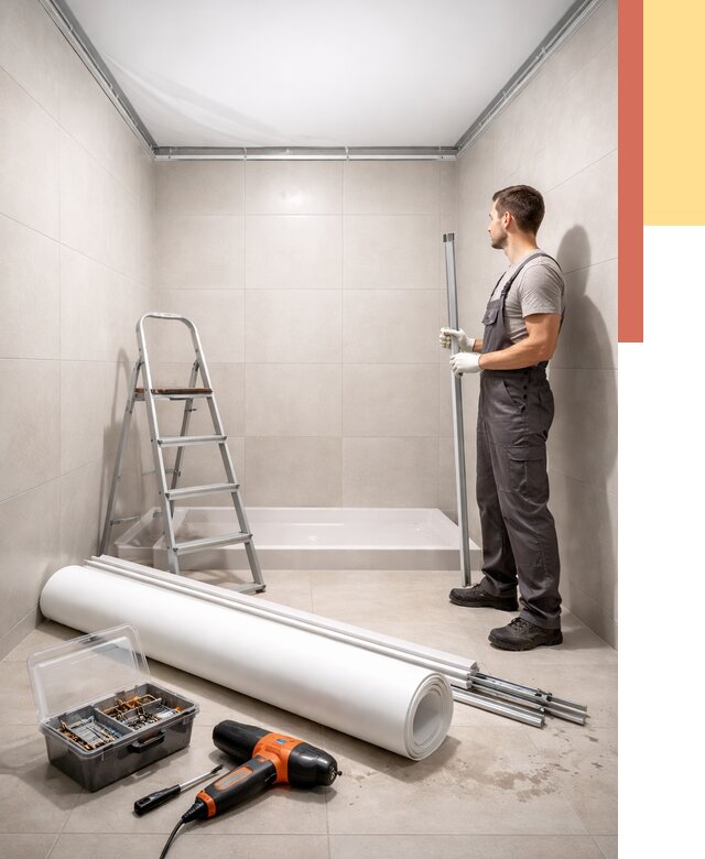 Монтаж натяжного потолка в санузле в Азнакаево от 1898 руб. — ОТДЕЛОЧНИК-Знк