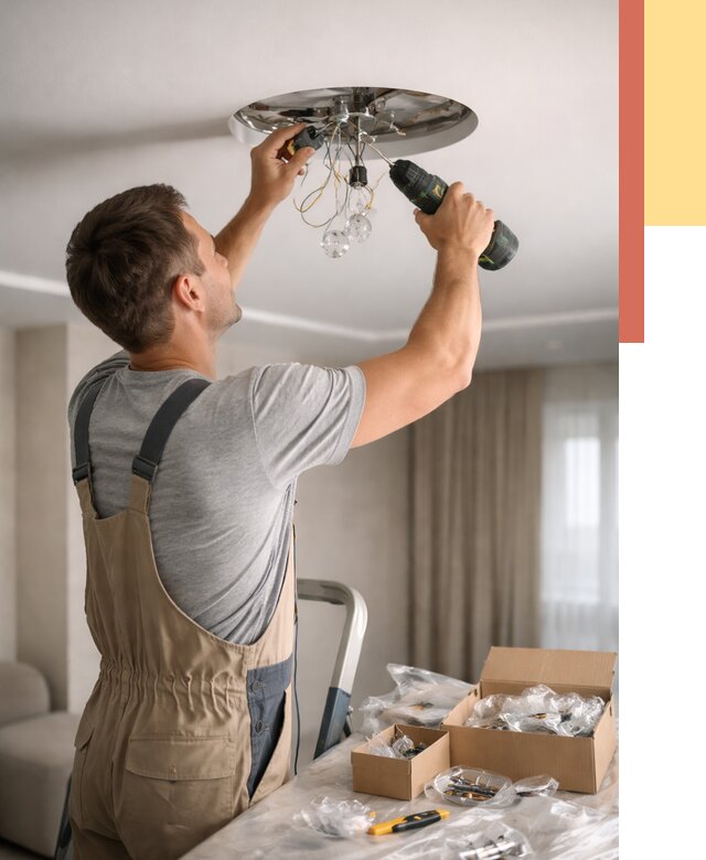 Установка люстры в натяжной потолок в Азнакаево от 1231 руб. | Быстро и недорого — ОТДЕЛОЧНИК-Знк