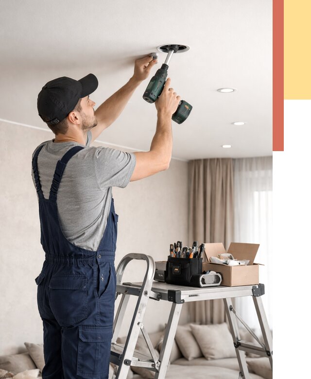 Установка и монтаж точечных светильников в натяжной потолок в Азнакаево от 1847 руб. | ОТДЕЛОЧНИК-Знк