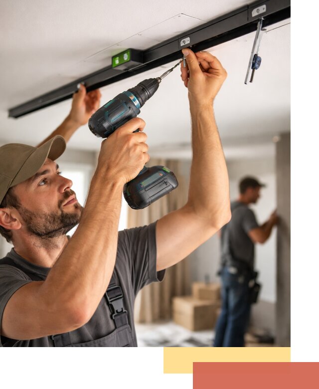 Установка трековых светильников в натяжной потолок в Азнакаево