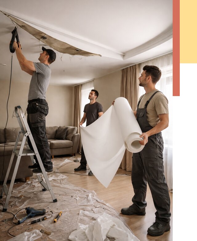 Замена полотна натяжного потолка в Азнакаево от 9749 руб. быстро и недорого | ОТДЕЛОЧНИК-Знк