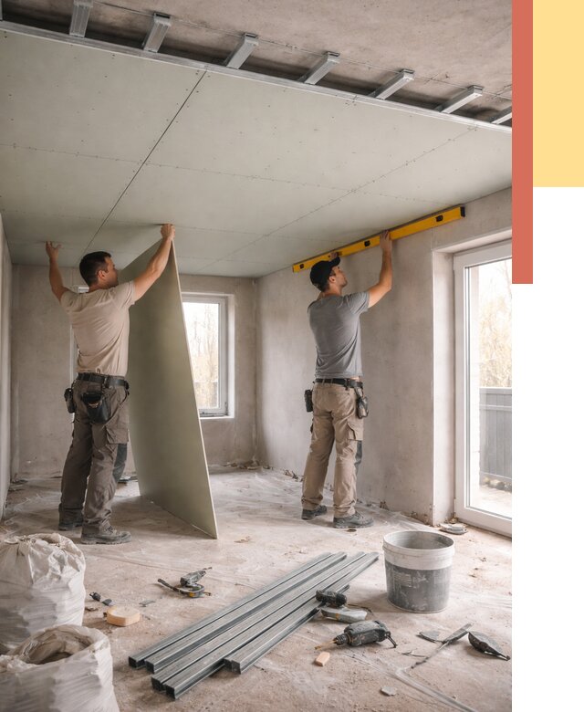 Одноуровневый потолок из гипсокартона в Азнакаево от 770 руб. — монтаж под ключ | ОТДЕЛОЧНИК-Знк