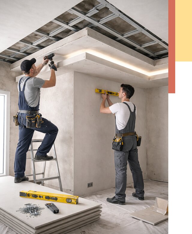 Двухуровневый потолок из гипсокартона в Азнакаево от 1488 руб. под ключ | ОТДЕЛОЧНИК-Знк