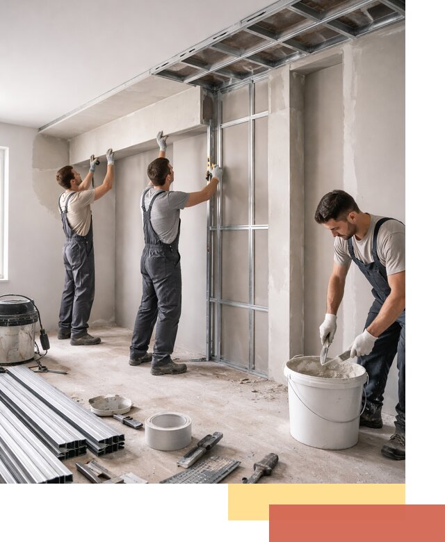 Монтаж потолка из гипсокартона с нишей в Азнакаево