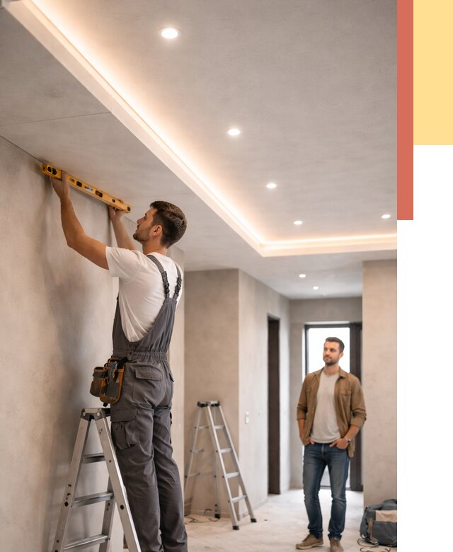 Потолок из гипсокартона с подсветкой в Азнакаево от 770 руб./м2 под ключ | ОТДЕЛОЧНИК-Знк