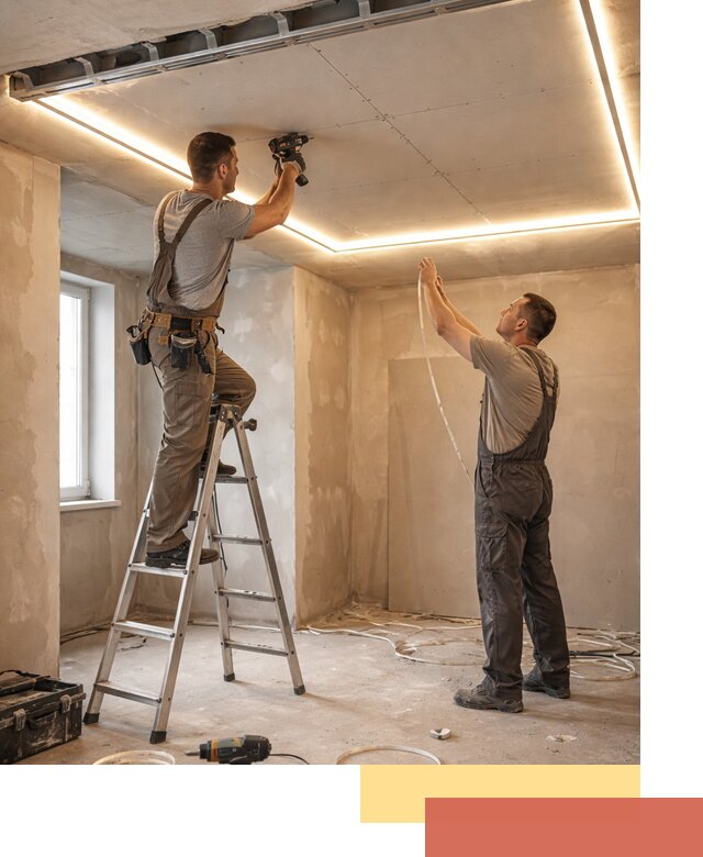 Потолок из гипсокартона с подсветкой в Азнакаево