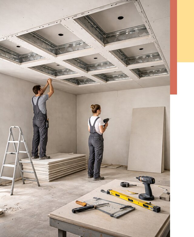 Кессонный потолок из гипсокартона в Азнакаево от 1898 руб. — монтаж и под ключ | ОТДЕЛОЧНИК-Знк