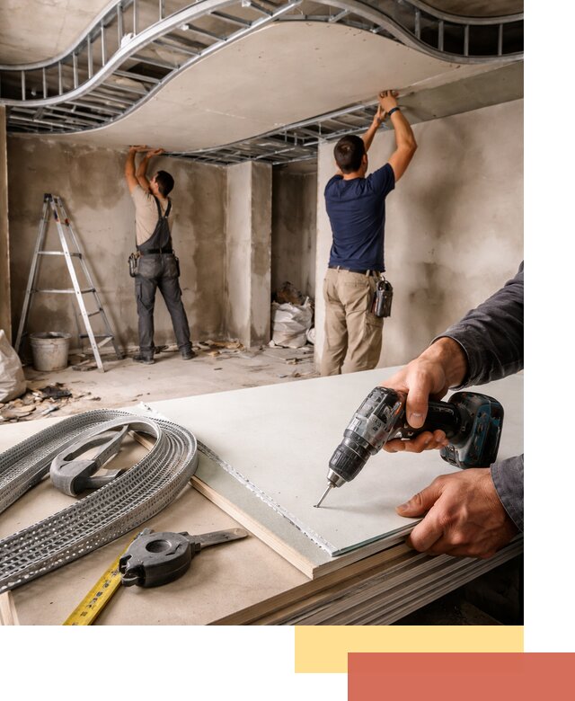 Криволинейный потолок из гипсокартона в Азнакаево — монтаж и отделка