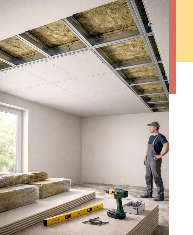 Звукоизоляция потолка ГКЛ в Азнакаево от 975 руб. — монтаж под ключ | ОТДЕЛОЧНИК-Знк