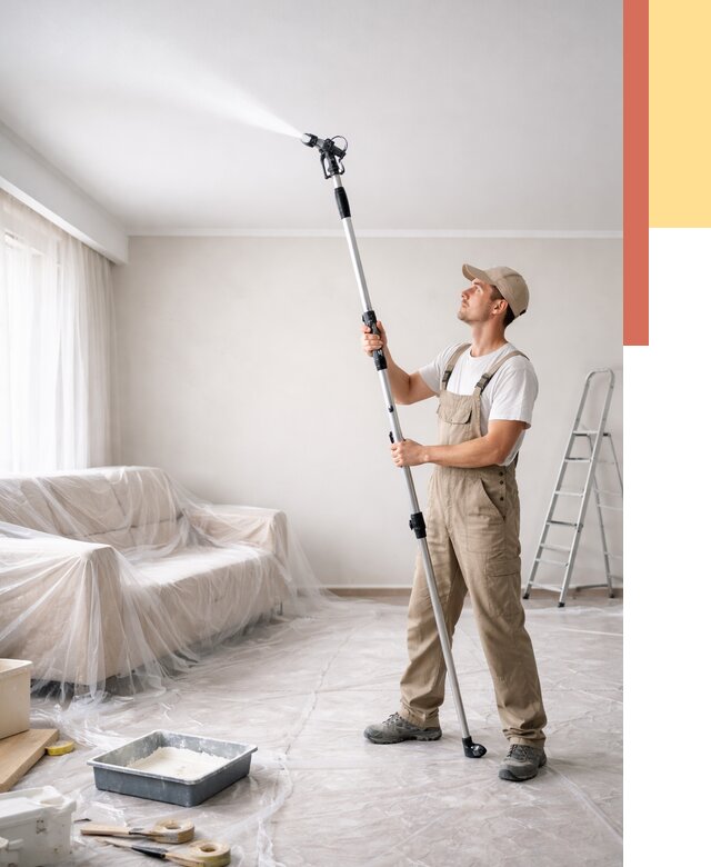 Покраска потолка краскопультом в Азнакаево от 4618 руб. быстро и недорого | ОТДЕЛОЧНИК-Знк