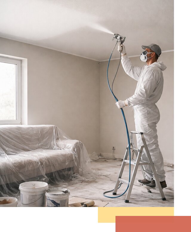 Покраска потолка краскопультом в Азнакаево быстро и качественно