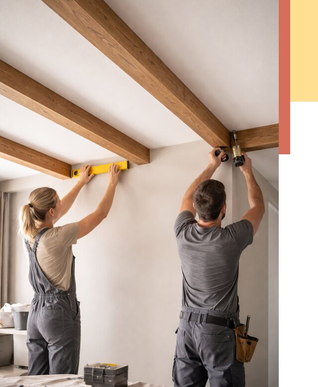 Монтаж декоративных балок на потолок в Азнакаево от 4310 руб. — ОТДЕЛОЧНИК-Знк