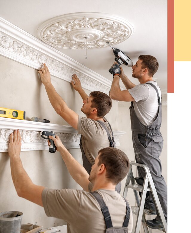 Монтаж лепнины на потолок в Азнакаево от 3284 руб. быстро и недорого | ОТДЕЛОЧНИК-Знк